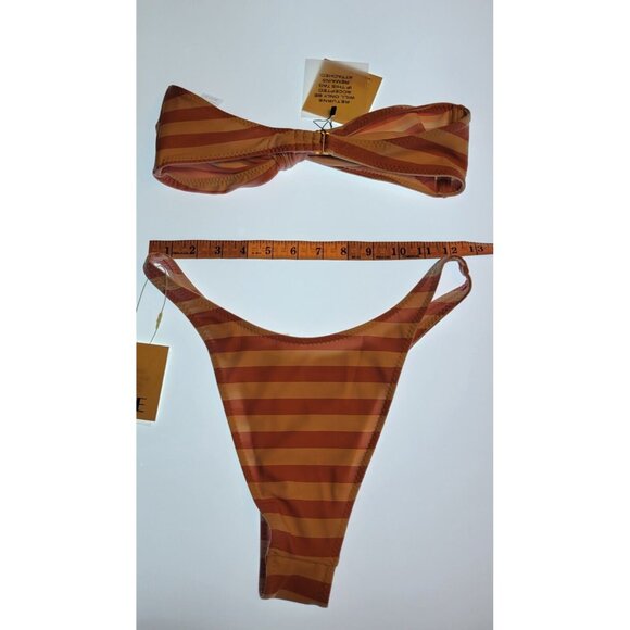 SAME LOS ANGELES Set 2pc Bikiny Swim Top Medium Bottom High Weist Knotted Bandeu - Picture 9 of 11